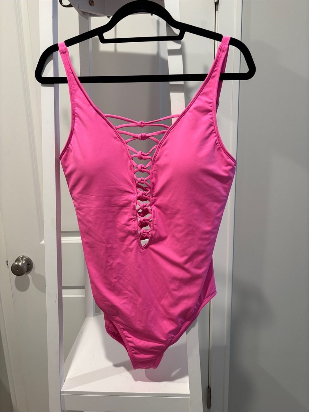 Lilly Pulitzer Bright Hot Pink Lace-Up One-Piece Swimsuit